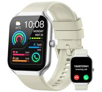 Smartwatch Herren Damen, 1.96" Fitnessuhr mit Telefonfunktion, Smart Watch Fitness Tracker SpO2 Pulsuhr Schlafmonitor Schrittzähler Uhr 113+ Sportmodi Sportuhr IP68 Wasserdicht für Android iOS Weiß