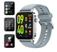 Smartwatch Herren Damen mit Telefonfunktion, 1,91'' Armbanduhr mit Bluetooth Anrufe, IP68 Wasserdicht Fitnessuhr mit Herzfrequenzmonitor Schlafmonitor Schrittzähler, Sportuhr für iOS Android (Grau)