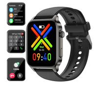 Smartwatch Herren Damen mit Telefonfunktion, 1,91'' Armbanduhr mit Bluetooth Anrufe, IP68 Wasserdicht Fitnessuhr mit Herzfrequenzmonitor Schlafmonitor Schrittzähler, Sportuhr für iOS Android (Schwarz)
