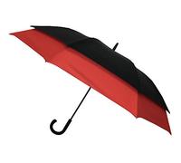 SMATI Golfschirm Double Extension - Ultra windstabil; Durchmesser=128cm ist gleich einem Golfschirm; automatische Öffnung; Regenschirm für zwei Personen; Regenschirm für Herren; Farbe SCHWARZ/ROT.