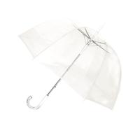 Smati Paris - Ladys Clear Birdcage Dach mit weier Grenze - transparent; Winddicht; Automatisch offen; Kristallstil -Griff; Franzsisches Design;