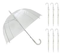 SMATI Set mit 6 Regenschirmen, transparent, für Damen, Glocke, Hochzeit, automatisch