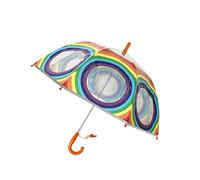SMATI SMARTBULLE Transparenter Kinderregenschirm Glocke - Fluoreszierende Umrandung : Windbeständig; Durchmesser=71cm; Manuelle Öffnung; Regenschirm für Mädchen und Jungen; Motiv: REGENBOGEN.