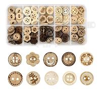 smatime 100 Stück Holzknöpfe, Handmade Runde Form Knopf, Natur Kokosknöpfe, 2/4 Loch Basteln KinderKnöpfe, Sortiert Holzknöpfe für DIY Stricken Nähen Strickjacken Kleidung Malerei Deko, 13mm