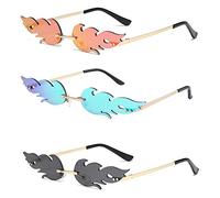 Smavles Flammenform Sonnenbrille 3 Stück Welle Party Brillenfassung, Mode Punk-Stil Retro Unisex Sunglasses