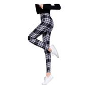SMBHIAON Thermohose Für Damen - Schwarz-Weiß Kariert. Plus Samt- Und Verdickungsstrumpfhose Für Damen, Dehnbare Leggins, Große, Schmale Skinny-Hose Mit Hoher Taille Für Den Winter