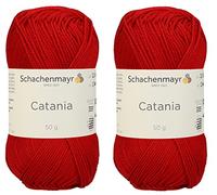 SMC Catania Originals 100 % merzerisiertes Baumwollgarn, insgesamt 100 g, 50 g, 125 m, Amigurumi Garn Fine-Sport 2 (115 Rot)