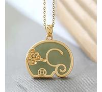 SMDSAZ Halskette mit Elefanten-Anhänger aus natürlicher hetianischer Jade, chinesischer exquisiter Damenschmuck, (Edelsteinfarbe: Grün, Länge: 45 cm)