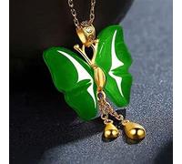 SMDSAZ Original Intraid Jade Alte Methode Gold Craft Intraid Butterfly Hetian Jade Halskette Anhänger Chinesischer Stil Luxus Schmuck (Gem Color : Necklace 45CM)