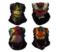 SMEHCF 4 Multifunktionstuch Gesichtsmaske Motorradmaske Sportmaske Sturmmaske Maske Halsmanschette Schal Bandana für Damen Herren Grün Gelb Grusel Schädel Skelett Joker Gesicht