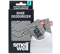 SmellWell - Duftender Schuh-Deodorierer - Geruchsbeseitiger - Aktivkohle aus Bambus - Luftreinigungsbeutel - Lufterfrischer-Einsätze, 1 Paar - Originalgröße - weiße Streifen, 1 Count (Pack of 2)