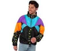 Smiffys Unisex 80s Windbreaker Jacket (Black, One Size, Regular Fit, Adults)