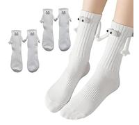 Smilelife 2 Paar magnetische Hände-Socken - lustige Geschenke für Damen und Herren, Teenager, Paare, Freunde, Weiß, 2 Paar, Einheitsgröße