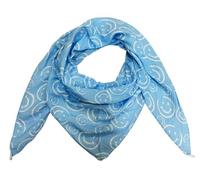 Smiley Smile Dreieck Schal aus 100% Baumwolle Frühling Unisex Uni Fashion Stola Tuch Übergangszeit Italy Sommer Strickschal Strick Tuch Happy (Blau)