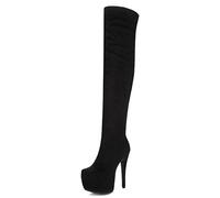 Smilice Damen Mode über Kniehohe Stiefel mit Stilettoabsatz Plateau Langschaft Stiefel