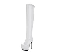 Smilice Damen Mode über Kniehohe Stiefel mit Stilettoabsatz Plateau Langschaft Stiefel