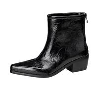 Smilice Damen Retro-Stiefeletten | 5,5 Cm Blockabsatz & Seitlicher Reißverschluss, Spitze Kappe, Für Alltag & Büro (Schwarz, 45 EU)