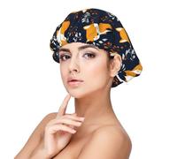 Smiling Cute Fox Print Satin Silk Bonnet for Sleeping Women, Adjustable Double Layer Satin Hair Bonnet Night Sleep Cap for Curly Hair