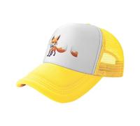Smiling Fox Baseballkappe für Erwachsene, Netzstoff, Unisex, Jugendliche, mehrere Farben erhältlich, Schwarz, Gelb, EinheitsgröÃŸe