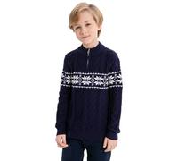SMILING PINKER Jungen Pullover Weihnachten Strickpullover Quarter-Zip Kabel Gestrickt Kinder Herbst Winter Langarm Strickpulli(Marineblau,3-4 Jahre)