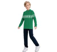 SMILING PINKER Jungen Pullover Weihnachten Strickpullover Quarter-Zip Kabel Gestrickt Kinder Herbst Winter Langarm Strickpulli(Grün,7-8 Jahre)