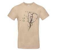 Smilo & Bron Herren T-Shirt mit Motiv Baum in Form eines Elefanten-Kopfes Bedruckt Braun Sand XL