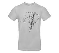 Smilo & Bron Herren T-Shirt mit Motiv Baum in Form eines Elefanten-Kopfes Bedruckt Grau Pacific Grey XL