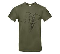 Smilo & Bron Herren T-Shirt mit Motiv Baum in Form eines Elefanten-Kopfes Bedruckt Grün Urban Khaki XL
