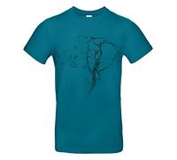 Smilo & Bron Herren T-Shirt mit Motiv Baum in Form eines Elefanten-Kopfes Bedruckt Türkis Diva Blue XL