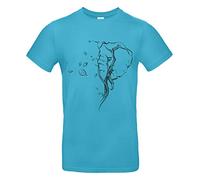 Smilo & Bron Herren T-Shirt mit Motiv Baum in Form eines Elefanten-Kopfes Bedruckt Türkis Swimming Pool XL