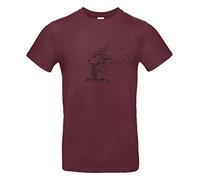Smilo & Bron Herren T-Shirt mit Motiv Baum in Form eines Löwen Bedruckt Rot Burgundy XL
