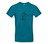 Smilo & Bron Herren T-Shirt mit Motiv Baum in Form eines Löwen Bedruckt Türkis Diva Blue XL