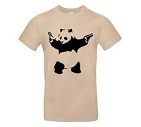 Smilo & Bron Herren T-Shirt mit Motiv Gangster Panda Bedruckt Braun Sand XL