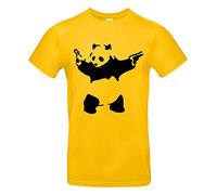 Smilo & Bron Herren T-Shirt mit Motiv Gangster Panda Bedruckt Gold XL