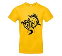 Smilo & Bron Herren T-Shirt mit Motiv Jahr des Drachen Bedruckt Gold XL