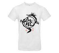 Smilo & Bron Herren T-Shirt mit Motiv Jahr des Drachen Bedruckt Weiß White XL