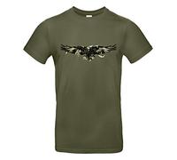 Smilo & Bron Herren T-Shirt mit Motiv Krähe im Anflug Bedruckt Grün Urban Khaki XL