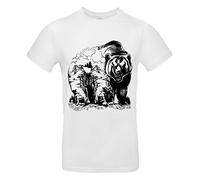 Smilo & Bron Herren T-Shirt mit Motiv Mountain Bear Bedruckt Weiß White M