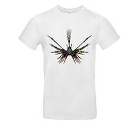 Smilo & Bron Herren T-Shirt mit Motiv Psychedelischer Löwen-Fisch Bedruckt Weiß White XL