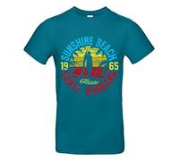 Smilo & Bron Herren T-Shirt mit Motiv Santa Barbara Bedruckt Türkis Diva Blue 3XL