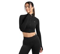 SMILODOX Crop Jacke Damen Brianna, taillierte Sportjacke mit Stehkragen, Laufjacke mit Daumenlöchern & Reißverschlusstaschen, Sport Oberteil, Fitness Oberteil ideal für Training, Yoga & Pilates