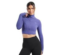 SMILODOX Crop Jacke Damen Brianna, taillierte Sportjacke mit Stehkragen, Laufjacke mit Daumenlöchern & Reißverschlusstaschen, Sport Oberteil, Fitness Oberteil ideal für Training, Yoga & Pilates