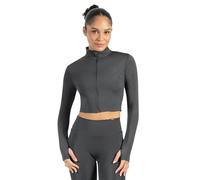 SMILODOX Crop Jacke Damen Nilai, figurbetonte Sportjacke mit Stehkragen, Frontzipper & Daumenlöchern, Funktionsjacke, ideal für Alltag, Training, Athleisure, Fitness, Yoga & moderne Activewear