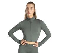SMILODOX Crop Jacke Damen Nilai, figurbetonte Sportjacke mit Stehkragen, Frontzipper & Daumenlöchern, Funktionsjacke, ideal für Alltag, Training, Athleisure, Fitness, Yoga & moderne Activewear