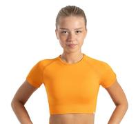 SMILODOX Crop Top Damen Elna, figurbetontes T-Shirt mit Rundhalsausschnitt, kurzen Ärmeln & Rippbund, Funktionsshirt glattes Material & bauchfrei, ideal für Alltag, Freizeit, Training & Studio-Outfits