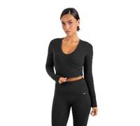 SMILODOX Damen Crop Longsleeve Niora, Slim Fit Langarmshirt, Cropped Sport Shirt mit V-Ausschnitt, figurbetontes Oberteil, elastisches Material, Fitness Top, Trainingsshirt, für Gym Workout Alltag