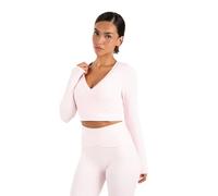 SMILODOX Damen Crop Longsleeve Niora, Slim Fit Langarmshirt, Cropped Sport Shirt mit V-Ausschnitt, figurbetontes Oberteil, elastisches Material, Fitness Top, Trainingsshirt, für Gym Workout Alltag