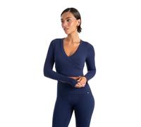 SMILODOX Damen Crop Longsleeve Niora, Slim Fit Langarmshirt, Cropped Sport Shirt mit V-Ausschnitt, figurbetontes Oberteil, elastisches Material, Fitness Top, Trainingsshirt, für Gym Workout Alltag