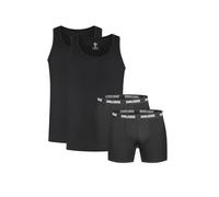 SMILODOX Herren Unterhemd & Boxershorts 2er und 3er Set - Atmungsaktives Langes Unterhemd zum Einstecken, Mittellange Boxershorts, Hautfreundliche Unterhosen Tank Top, Größe:S, Color:Schwarz