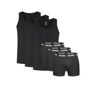SMILODOX Herren Unterhemd & Boxershorts 2er und 3er Set - Atmungsaktives Langes Unterhemd zum Einstecken, Mittellange Boxershorts, Hautfreundliche Unterhosen Tank Top, Größe:S, Color:Schwarz